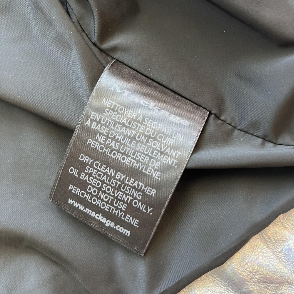 Mackage Moto Biker Jacket Silver Metallic Lambskin Leather Womens Small Zip - Picture 9 of 16